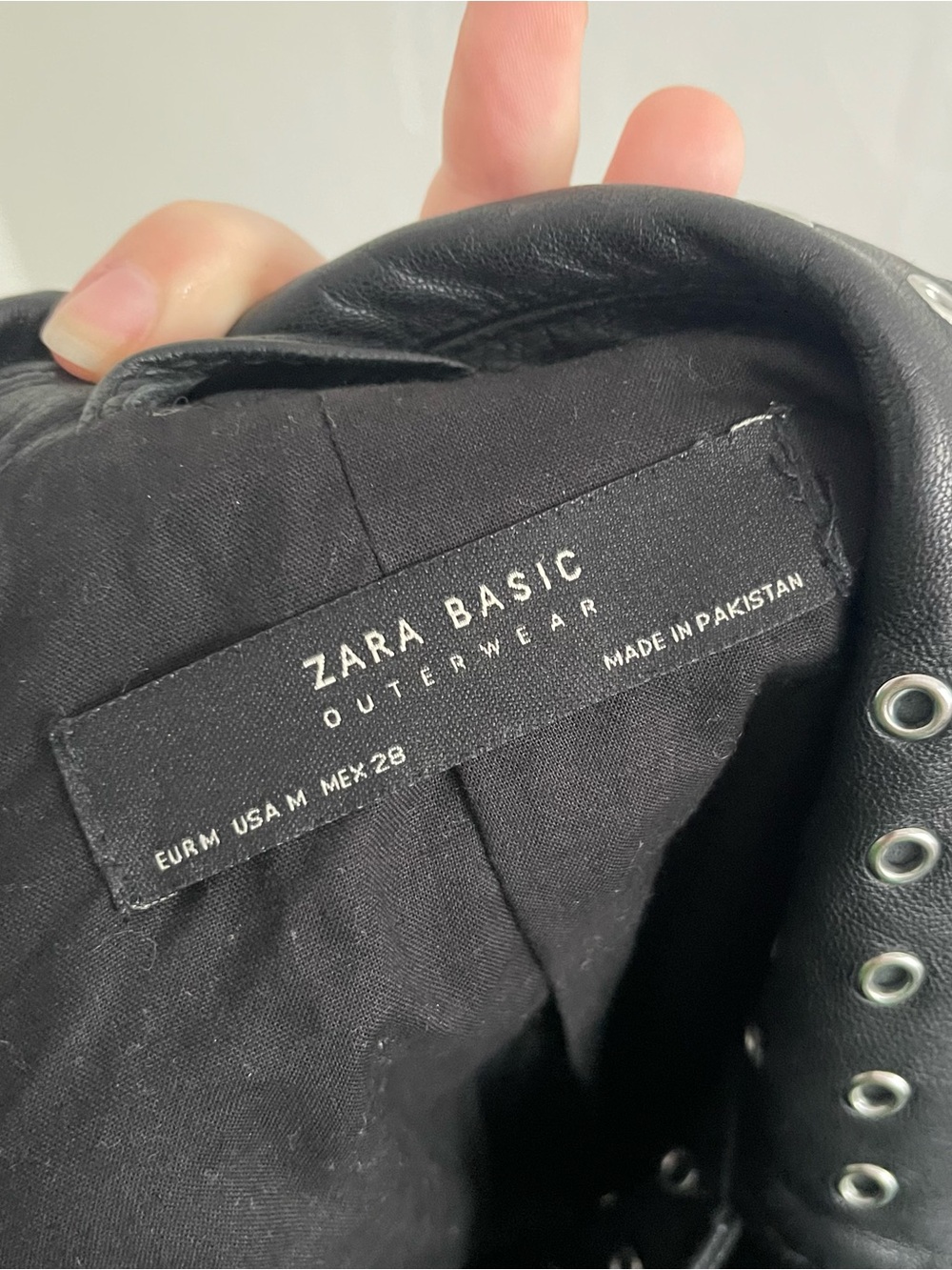Zara Studded Leather Jacket Black Moto Jacket Belted Women's Size Medium Punk - Picture 8 of 10